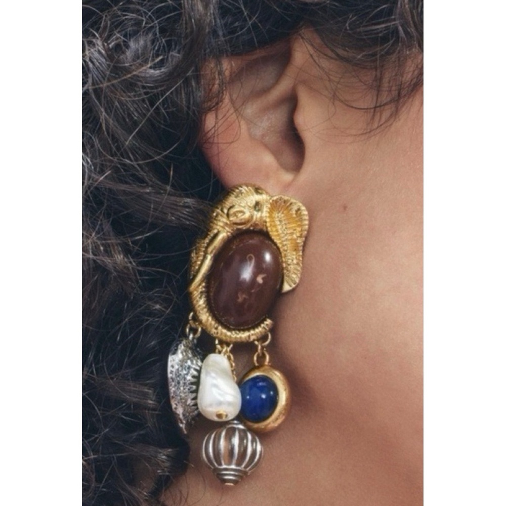 ZARA Elephant Gemstone Drop Earrings